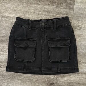 Black Cargo Mini Skirt
